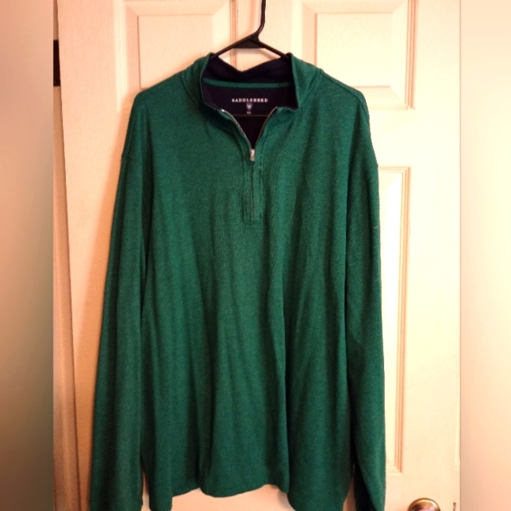 Saddlebred Men's Zip Up Sweater in Green Size XXL